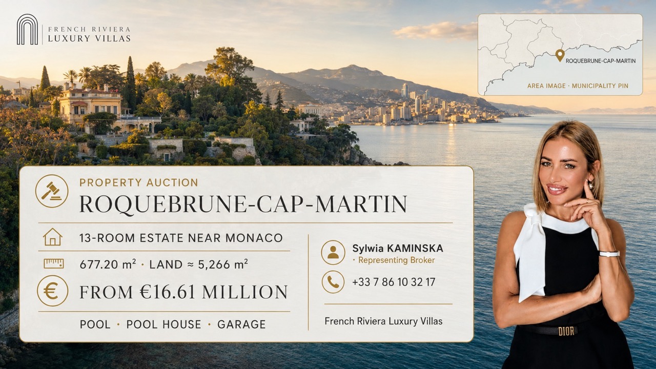 Sylwia Kaminska presenting a 13-room Roquebrune-Cap-Martin estate near Monaco