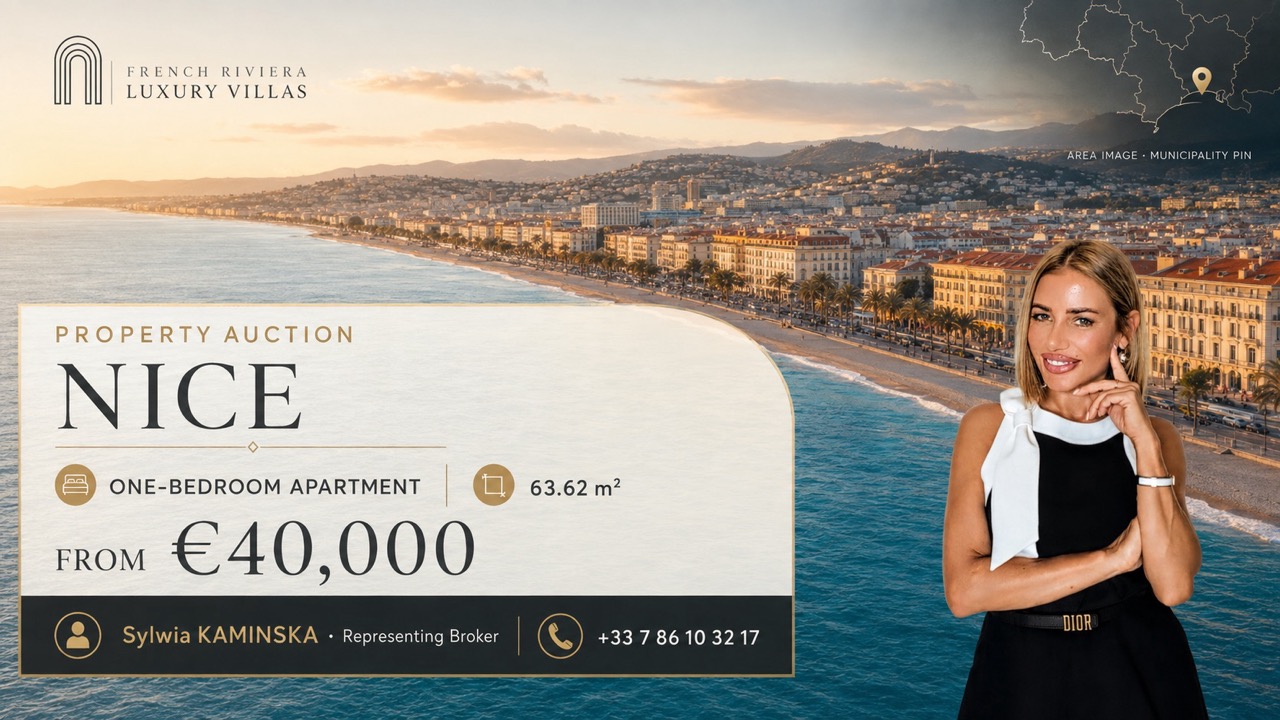 Sylwia Kaminska presenting a one-bedroom Nice apartment offered at auction