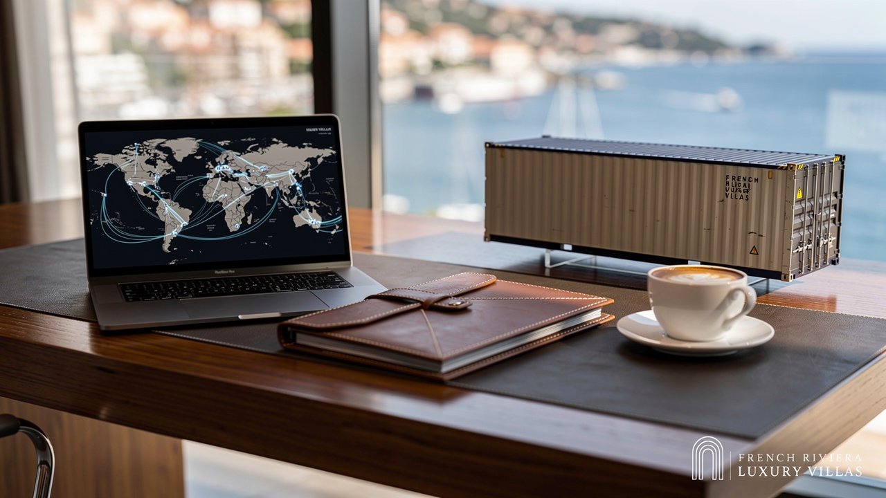 Desk setup comparing Monaco relocation company options